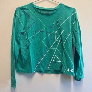 Under Armour Teal Geometric Long-Sleeve Crop Tee